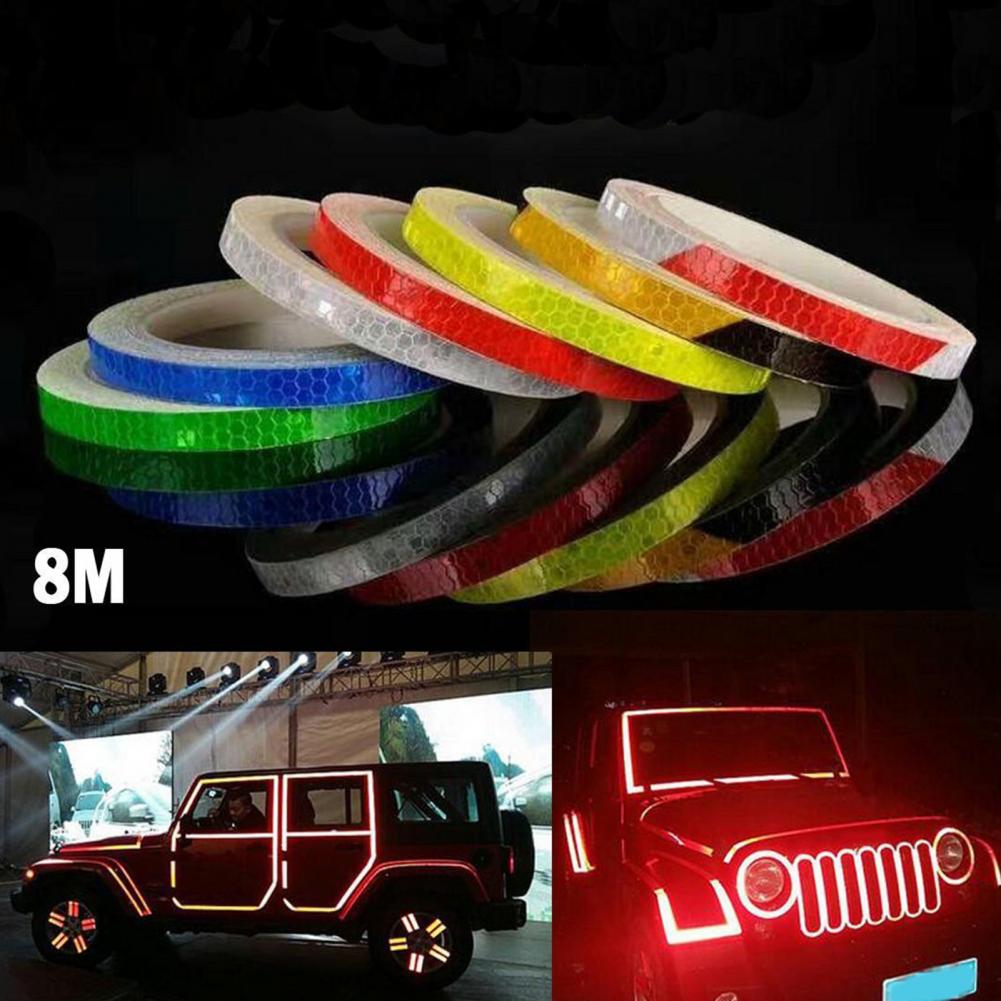8m Car Stickers Reflective Decoration Tapes Motorcycle Bike Body Rim Wheel Strip DIY Reflective Tapes for Car Motorcycle Bike