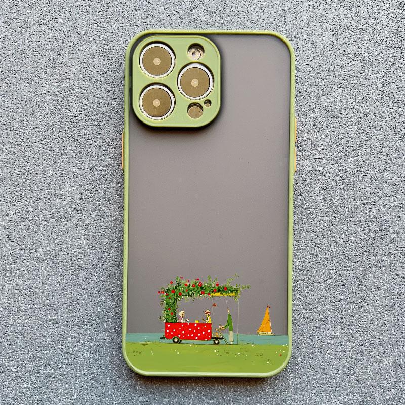 Cute Vacation On Beach Cartoon Phone Case for iPhone 16 15 14 Pro Max Plus 11 12 13 Pro Max Mini XR XS X SE2 Shockproof Covers