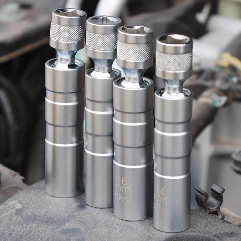 14/16mm Spark Plug Sleeve 3/8 Inch Interface Magnetic Spark Plug Wench Adapter Car Repair Spark Plug Removal Installation Tools