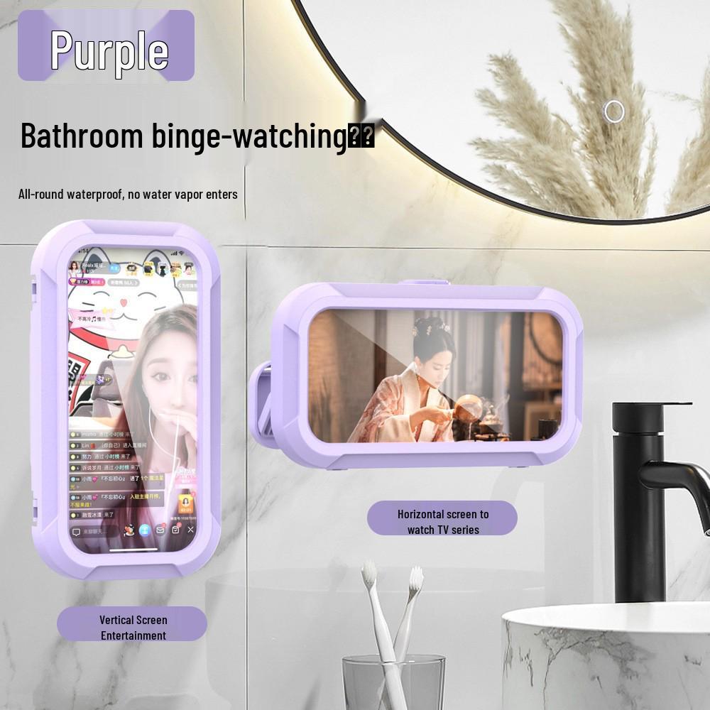 Rotatable Waterproof Anti-Fog Phone Holder for Bathroom & Kitchen Wall Mount