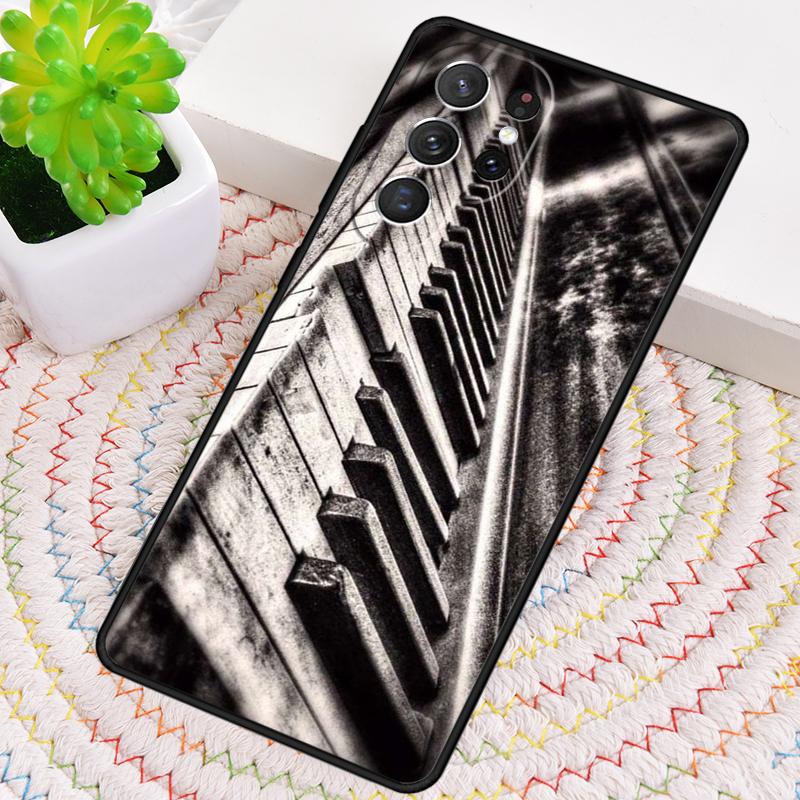 Music Piano Elegant Silicone Phone Case For Samsung Galaxy Note 10 Pro S26 S25 S24 S23 S22 S21 Plus S25Ultra Capa Cover
