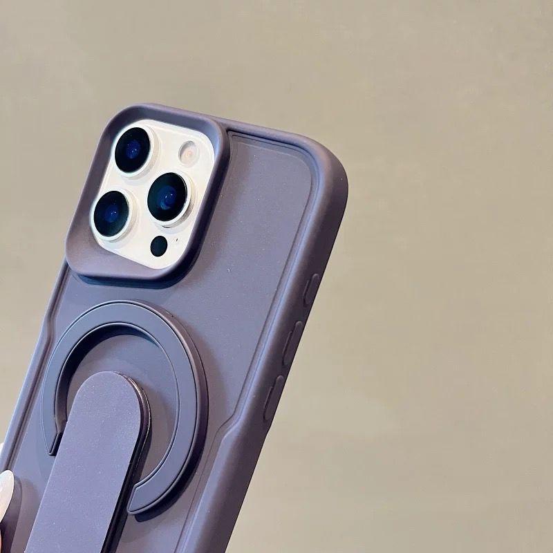 For Magsafe Liquid Silicone Invisible Bracket Phone Case For iPhone 16 15 14 13 12 11 Pro Max Magnetic Wireless Charging Cover