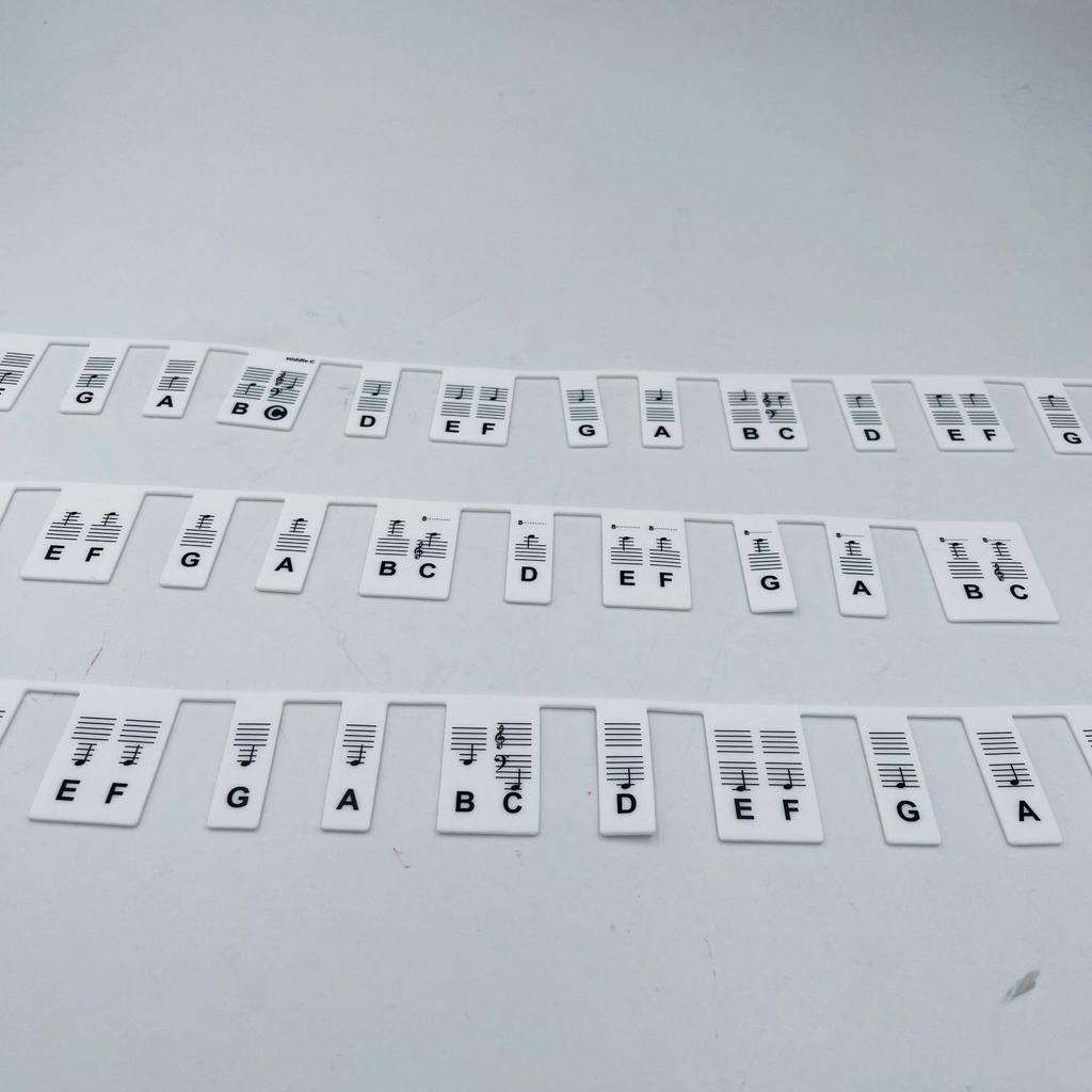 Průvodce klavírními notami pro začátečníky, Odnímatelné nálepky na klavírní klávesy pro učení, Plná velikost 61 kláves, Vyrobeno ze silikonu, Není potřeba nálepek, Opakovaně použitelné