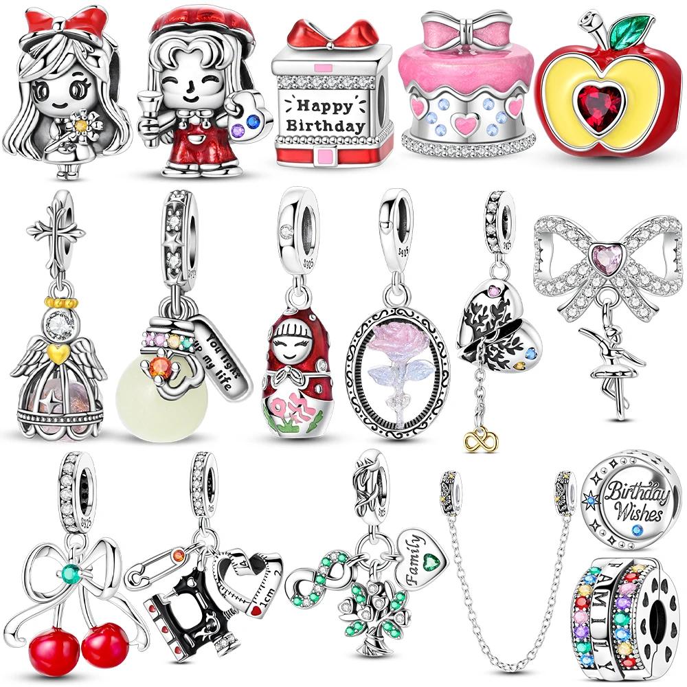 Authentic Glowing Light Bulb Red Doll Apple Girl Bow Rose Charm Bead Charms Copper Bead Charms Compatible With Bracelets Jewellery Women Gift Diy Acce