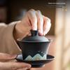 Handun Black Pottery Kung Fu Tea Set - Mountains & Rivers