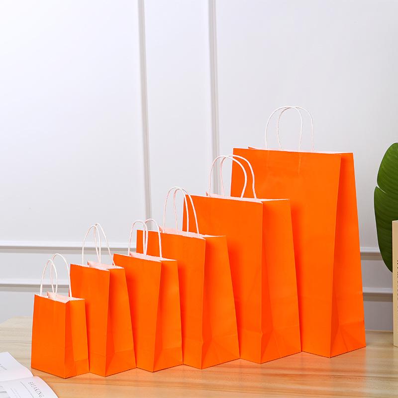 Spot Multi-color Kraft Paper Bag with Handles for Advertising, Gift Packaging, and Shopping, with Custom Printed Logo