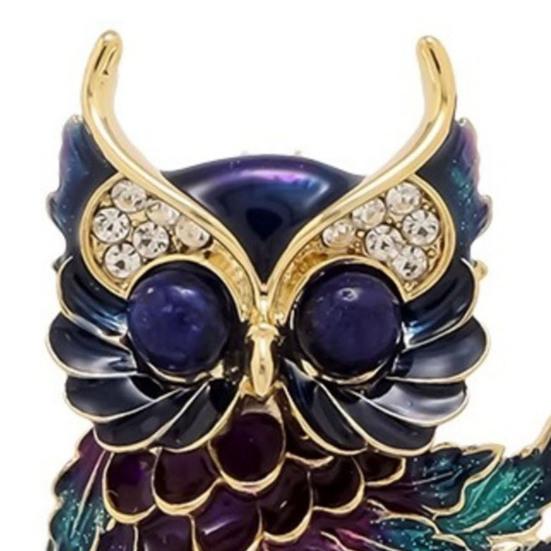 Women Brooch Enamel Colored Painting Owl Design Lapel Pin Smooth Edges Scarf Badge Clothing Bags Accessories