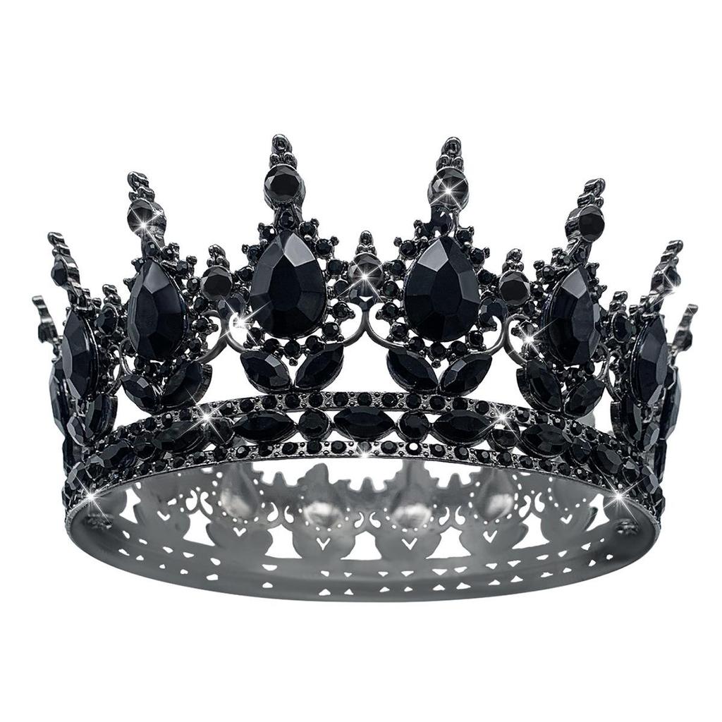 European Baroque Rhinestone King Crown Tiara Hairpiece