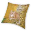 Lovely Cartoon Klimt Style Cat Kitten Throw Pillow Cover Home Decor Square Gold Animal Art Cushion Cover 45X45Cm For Living Room