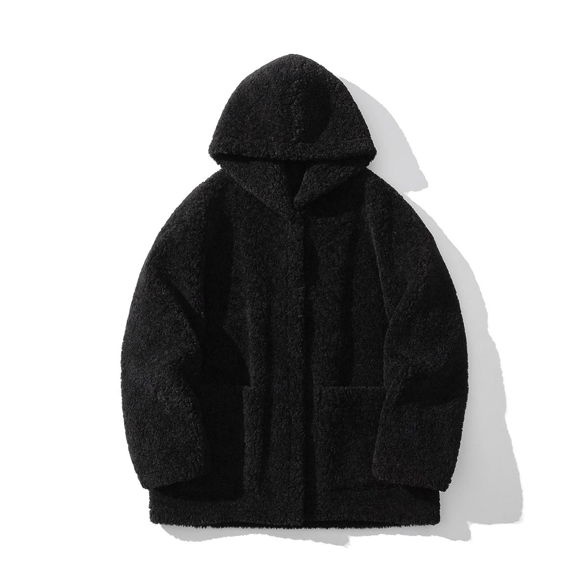 

Зимняя мужская хлопковая куртка с подкладкой Мужское пальто с капюшоном из искусственного меха ягненка Мужские теплые парки из искусственного меха Мужские свободные корейские кардиганы 5XL чёрный