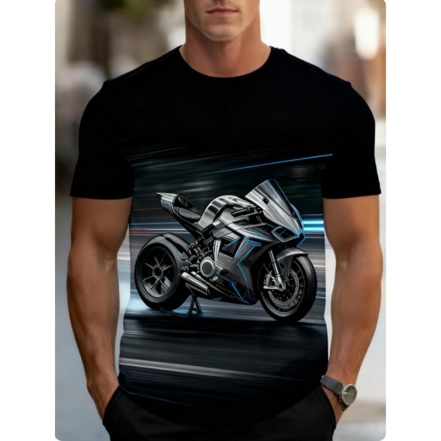 Men's Streetwear Sports 3D Print Loose Round Neck Short Sleeved T-shirt Top