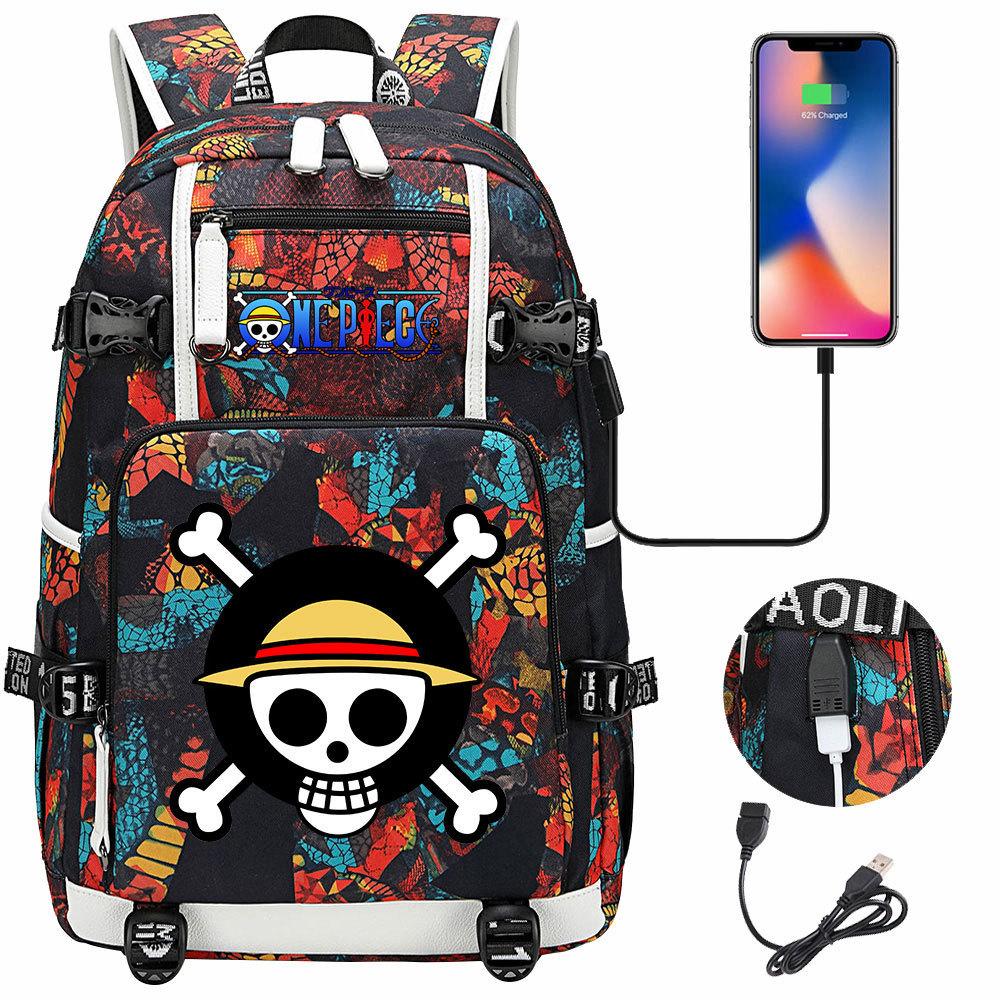 RiMan ONE PIECE Luffy Printed Teen Student School Bag Large Capacity Men's and Women's Leisure Travel Backpack