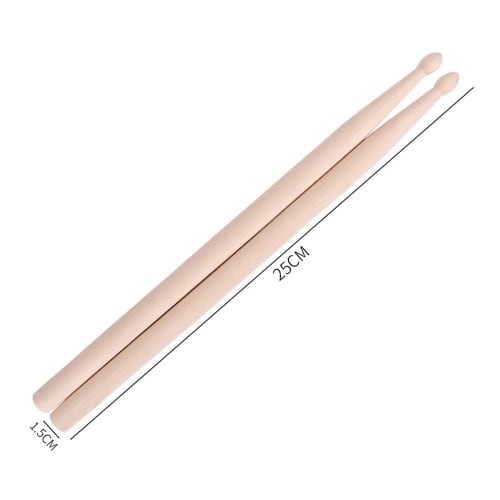 2pcs Wooden Drumsticks, Tapered Waist Drum Sticks, Entry Practice Drumsticks with Drum Hammer, Birthday Gift for Beginners (25cm)