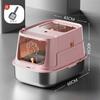 Large Enclosed Cat Litter Box Stainless Steel Anti-Scatter Cat Bedpan Fully Sealed Kitty Toilet High-Sided Pet Bathroom Solution
