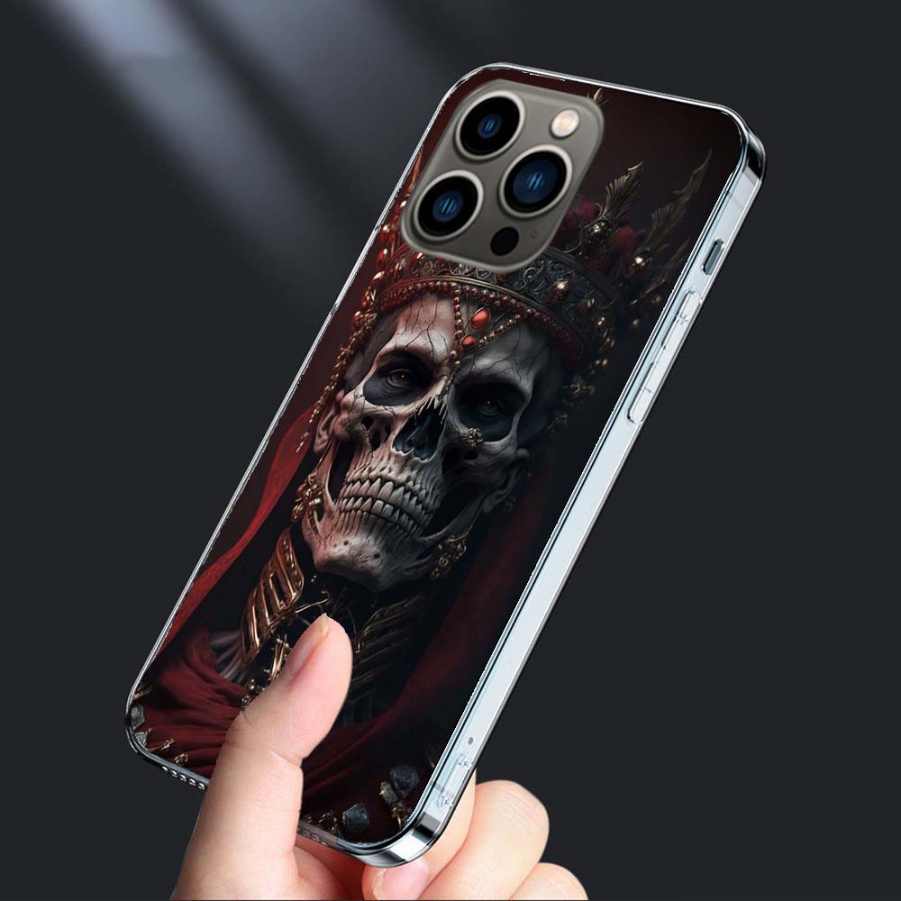 Crown Skeleton Emperor Phone Case For Iphone 16E 15 Pro 14 Plus 17E 16 17 Pro Max Air 11 12 13 Mini Shockproof Capa Cute Cove