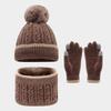 Knitted Knitted Hat Set Thicken Toddler Winter Hat New Pompom Hat Set  For Toddlers