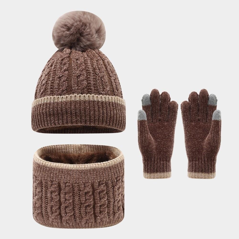 Knitted Knitted Hat Set Thicken Toddler Winter Hat New Pompom Hat Set For Toddlers