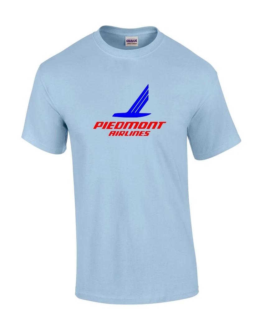 Piedmont Airlines Red Blue Logo US Aviation Light Blue Cotton T-Shirt S