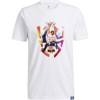 adidas Abstração Camiseta de Manga Curta com Gola Redonda para Basquete Masculina Tops Branco GH6719