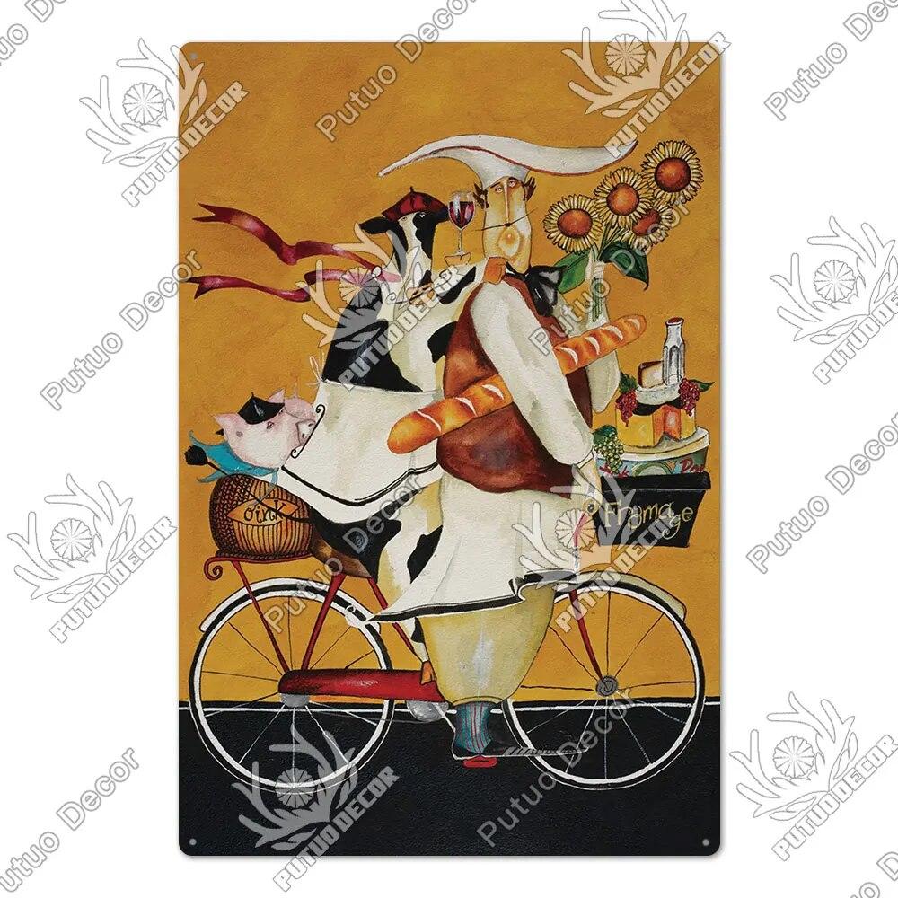 Putuo Decor Chef Metal Painting Retro Tin Sign Cook Kitchen Vintage Wall Decor Restaurant Diner Bistro