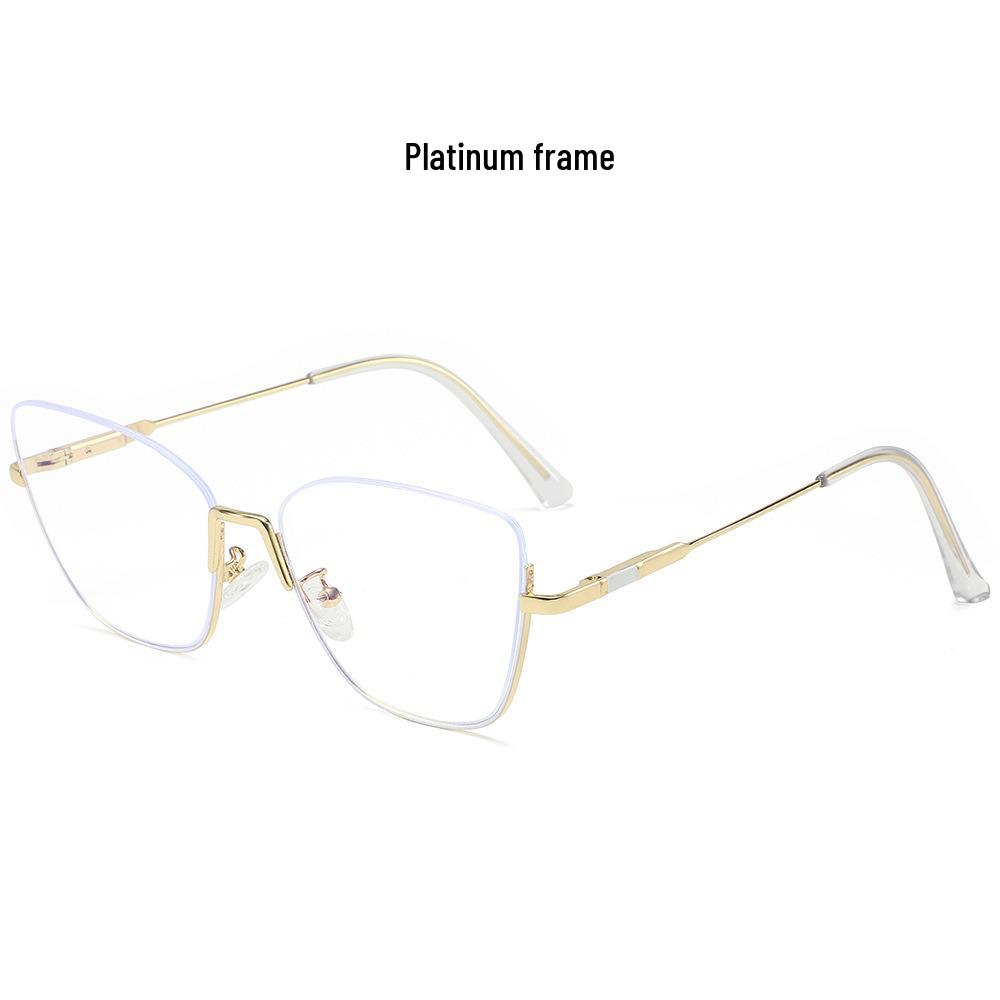 New Style Photochromic Anti-Blue Light Cat Eye Half-Frame Glasses with Metal Spring Hinges