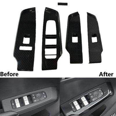 4 buc. Buton pentru comutator de ridicare a geamului Acoperire pentru comutator de fereastră, ornament pentru Mitsubishi Outlander 2024-2024 ABS din fibră de carbon