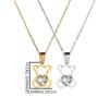 1 Cute and Simple Hollowed Out Zircon Bear Necklace, Stainless Steel Pendant - Valentine's Day Gift for Men and Women