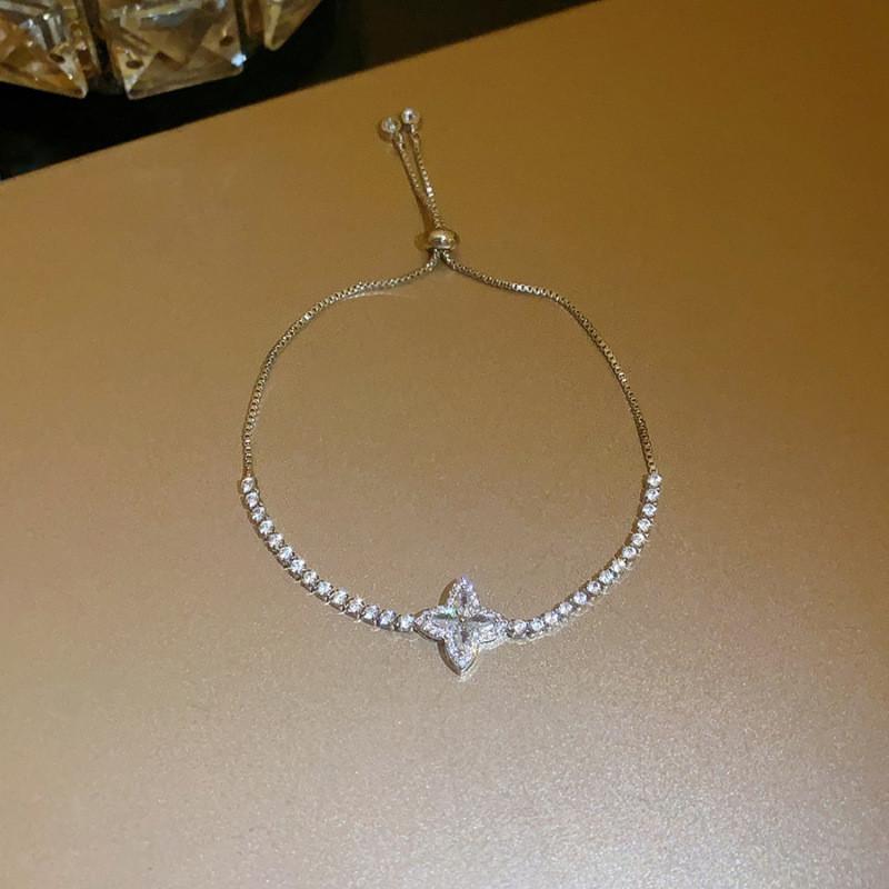 Silver Zirconia Floral Jewelry For Women Elegant Gift For Summer Silver