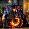 Ghost-Rider On Fire Blanket Flannel Throw for Sofa, Indoor, Camping, Living Room, Office, Chair, And Bed Soft Birthday Gift