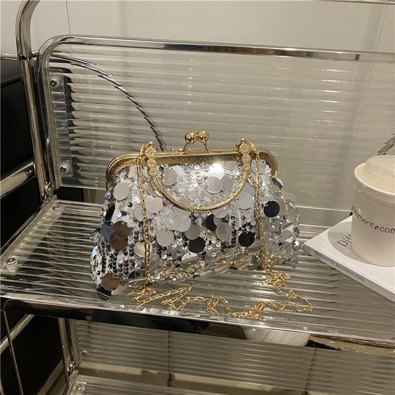 New Temperament Fashion Design Shoulder Messenger Bag Sequin Design Light Luxury Chain Casual Handbag