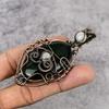 Green Flash Labradorite & Rainbow Moonstone 999 Copper Wire Wrapped Pendant, Handmade Gemstone Pendant , Gift For Mom Antique Jewelry