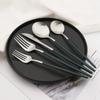 30 Teile/satz Geschirr Matte Schwarz Messer Salat Gabeln Dessert Löffel Besteck Set Edelstahl Besteck Familie Geschirr für Party