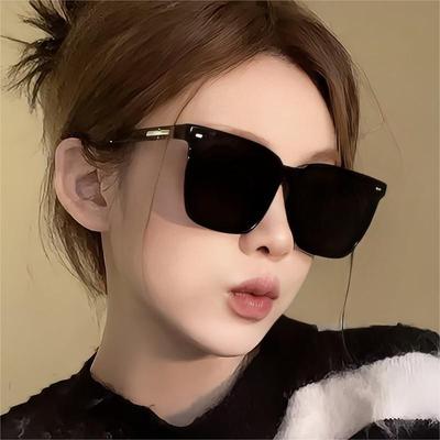 Internet-Promi-Sonnenbrille mit schwarzem Rahmen für Frauen ohne Make-up, großes Gesicht, Schlankheits-Sonnenbrille für Männer, modische und trendige Sonnenbrille
