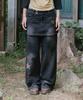 CAVISH W Star Applique Layered Skirt Denim Pants Black(Cv2Gffd111A)