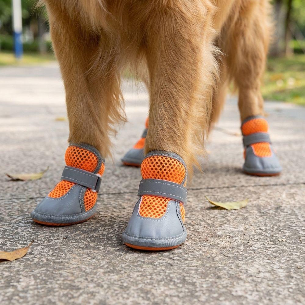 4Pcs Breathable Dog Mesh Shoes Wear Resistant Puppy Foot Covers Fashion Dog Sneakers Dog Walking