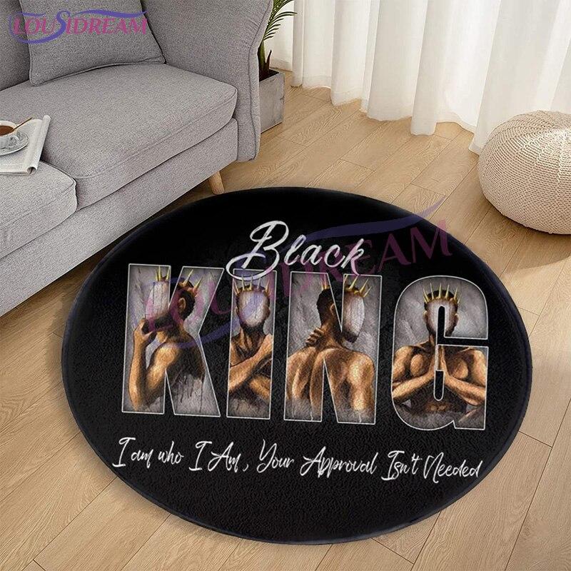 Afrykański amerykański Afro King Art Deco dywan chłopiec dziewczęcy dywanik do sypialni poliester antypoślizgowy dywanik Sofa do salonu okrągły dywanik mata do jogi