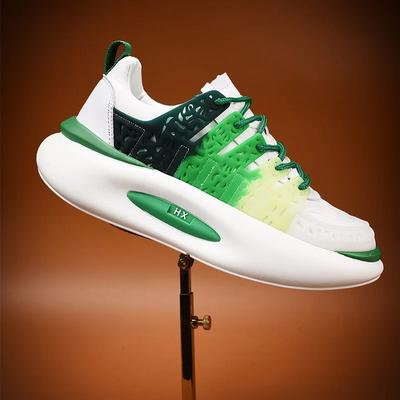 Green Casual Shoes Man Pu Leather Male Sneakers Round Toe Shoe for Men 2024 Autumn New Outdoor Non Slip Comfortable Platform Hot