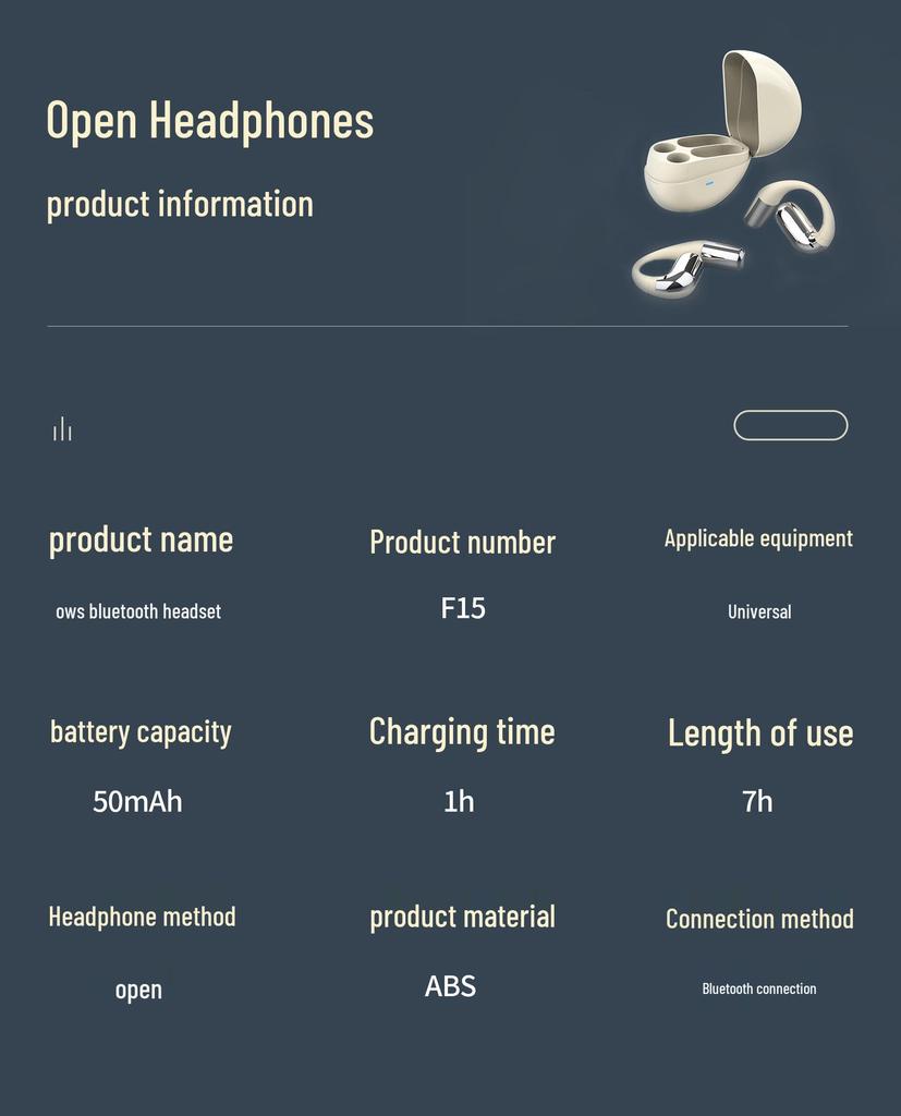 F15 Open-Ear Bluetooth 5.2 Earphones with Smart Noise Cancelling and Comfortable Fit
