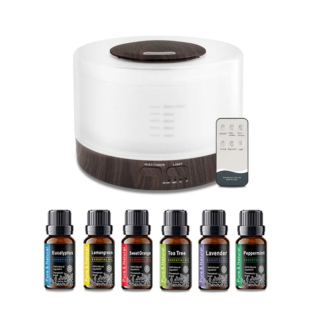 16.91oz Essential Oil Diffuser Ultrasonic Aromatherapy, Humidifier, 7 LED Colors, Auto-Off Timer, Includes 6 Premium Oils