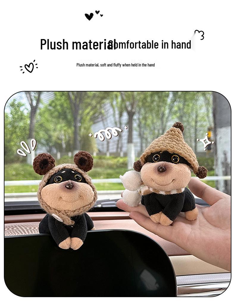 Plush Bee Dog Car Ornament - Cute Lying Doll for Console Display
