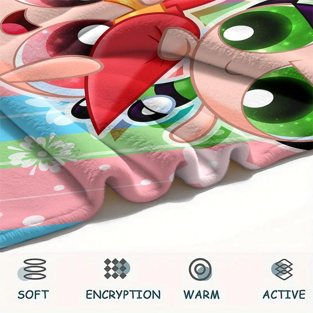 Cute The Powerpuff Girls flannel blanket, lovely for home space, ideal gift for cartoon fans