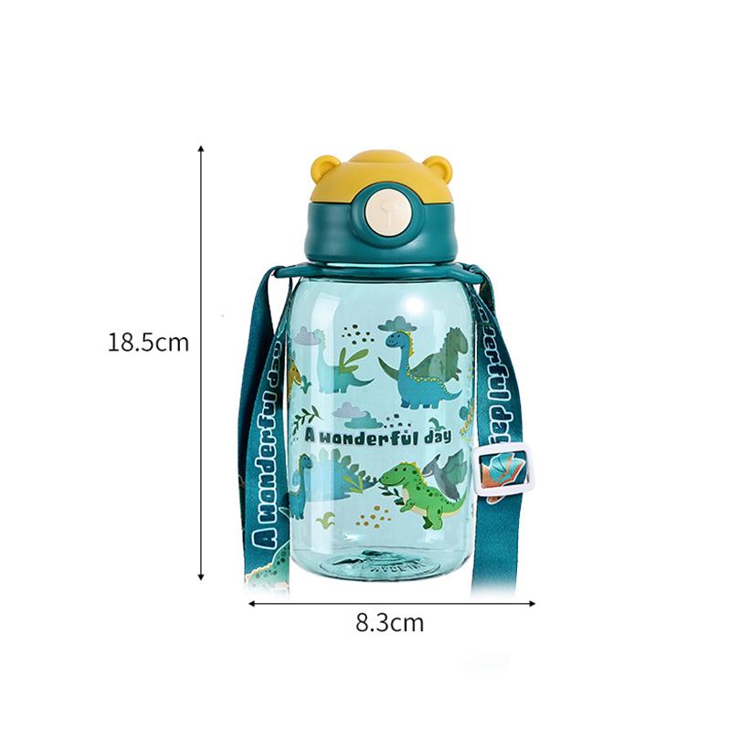 1PC Cute Kids Water Bottle with Straw and Handle Portable Drinking Bottle Cup Free BPA Leakproof Outdoor  School Water Bottle