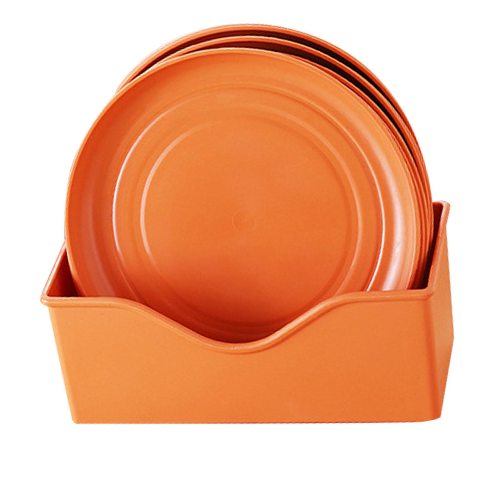 

8Pcs Plastic Plates Set Shallow Round Dinner Dishes with Base Dining Table Food Storage