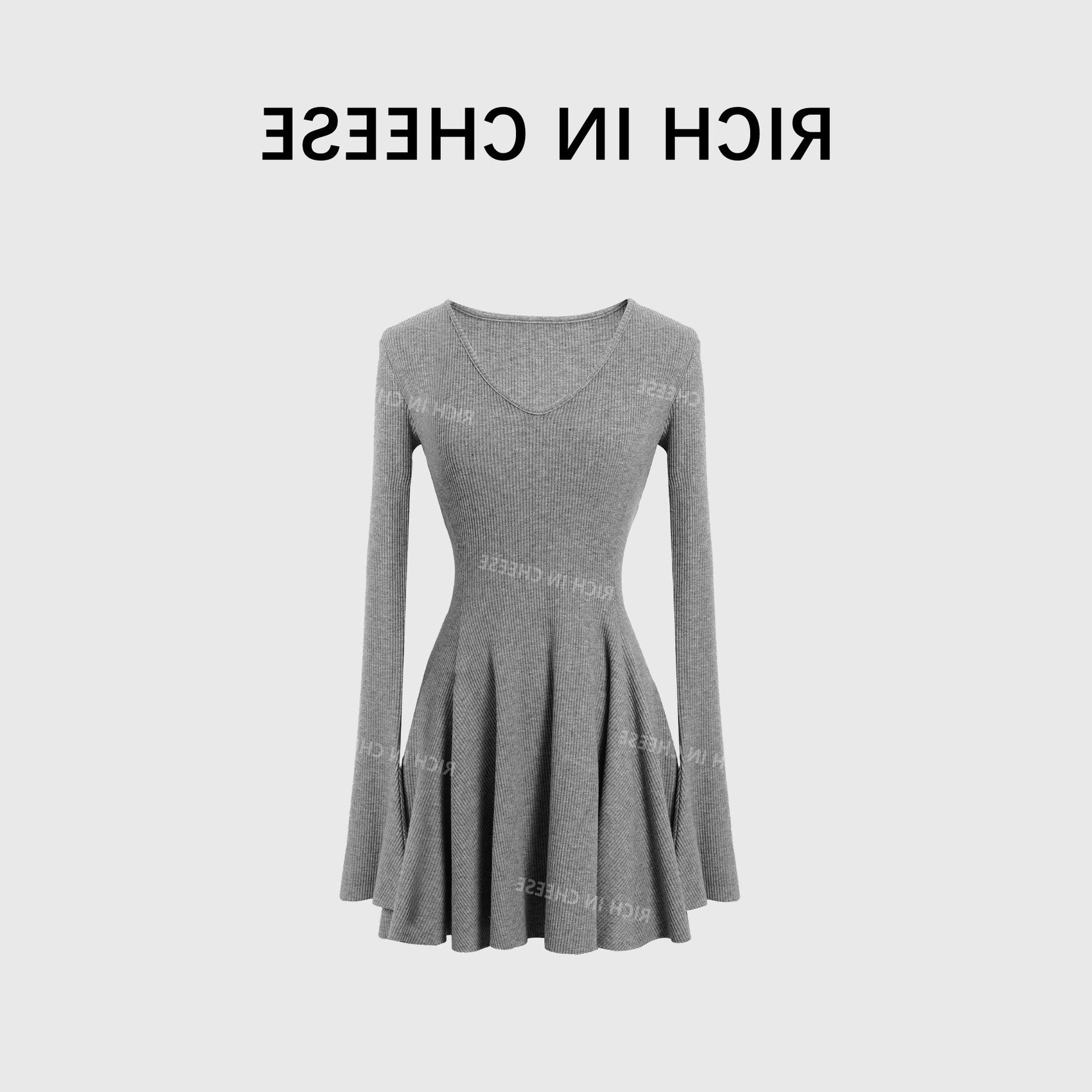 

Shuhulei Tea Scent Long Sleeve Waist-Cinched Knit Dress for Women M 50-55kg