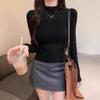 Semi-turtleneck Hollow Sweater Knitted Sweater Women's Autumn and Winter New Design Sense Niche Unique Spice Girl Top Bottoming Shirt