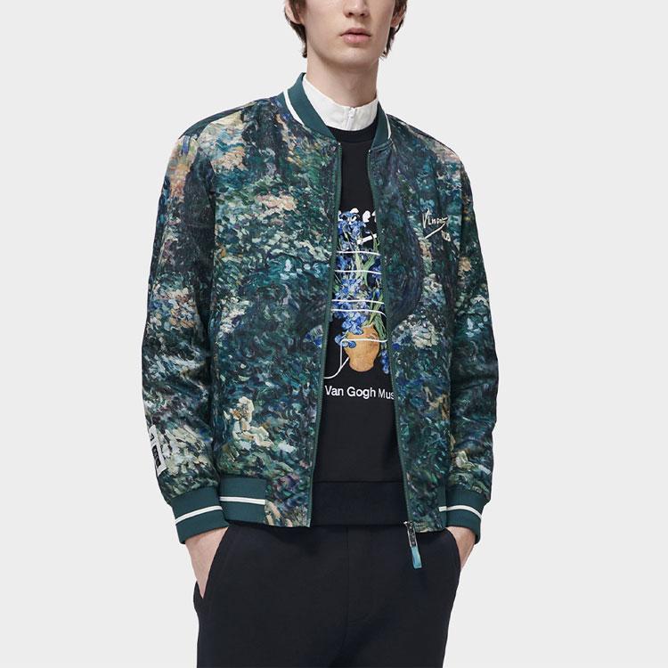 FILA X Van Gogh Museum Collaboration Woven Letter Logo Printed Casual Jacket Men Jacket Peacock-Green F11M318703FZA