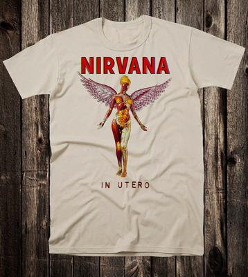 Retro T-Shirt 100% Baumwolle 90er Musik Rock Grunge Nirvana In Utero