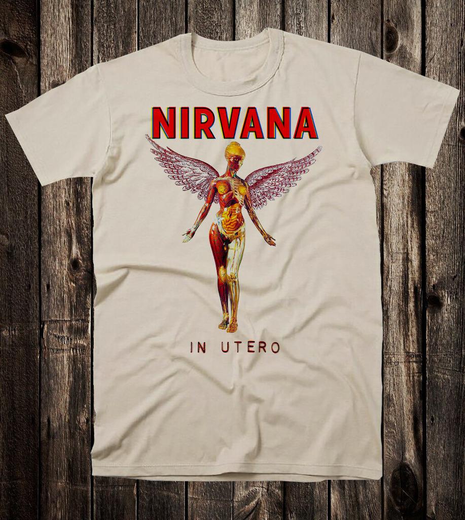 Retro Koszulka T-shirt 100% Bawełna Muzyka lat 90. Rock Grunge Nirvana In Utero
