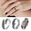 Minimalist Feather Pattern Rings Silver Tone Adjustable Jewelry Retro Styles Unisex Gifts for Special Moment Wear