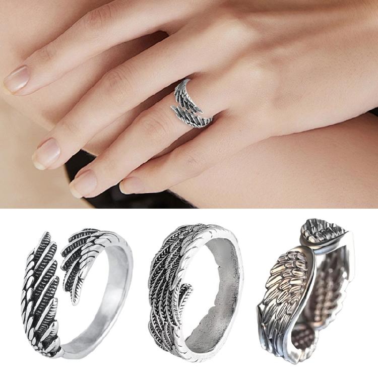 Minimalist Feather Pattern Rings Silver Tone Adjustable Jewelry Retro Styles Unisex Gifts for Special Moment Wear